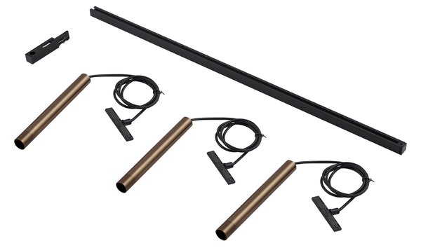 Moderní kolejnicový systém se 3 závěsnými světly bronzový 1-fázový - Slimline Keno