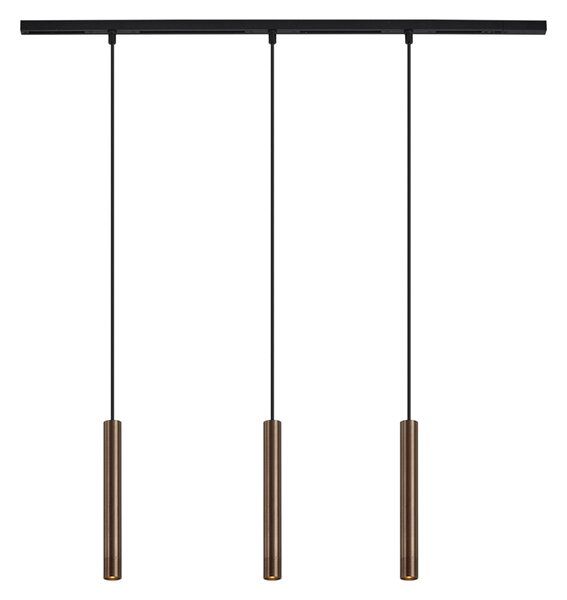 Moderní kolejnicový systém se 3 závěsnými světly bronzový 1-fázový - Slimline Keno