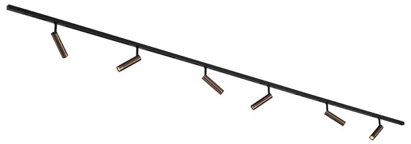 Moderní kolejnicový systém se 6 bodovými světly tmavě bronzové barvy, jednofázový - Slimline Uzzy