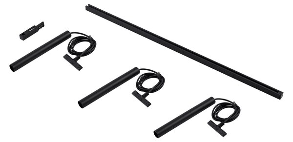 Moderní kolejnicový systém se 3 černými závěsnými světly 1-fázový - Slimline Keno