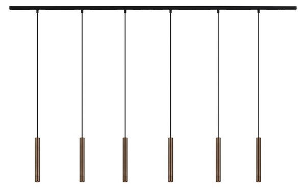 Moderní kolejnicový systém se 6 závěsnými světly bronzový 1-fázový - Slimline Keno