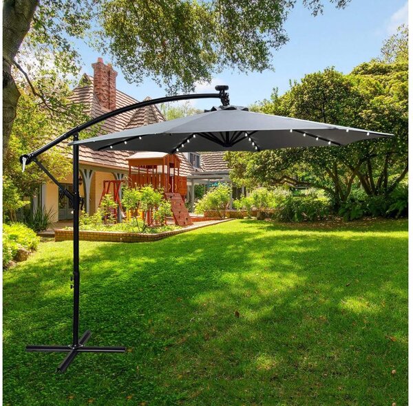 Zahradní slunečník Muller (světle šedá) (s osvětlením)