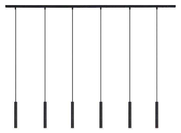 Moderní kolejnicový systém se 6 černými závěsnými světly 1-fázový - Slimline Keno