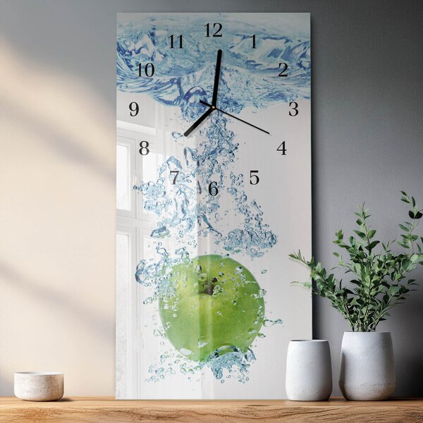 Skleněné hodiny vertikální Jablečná voda zsppc-30x60-00170402