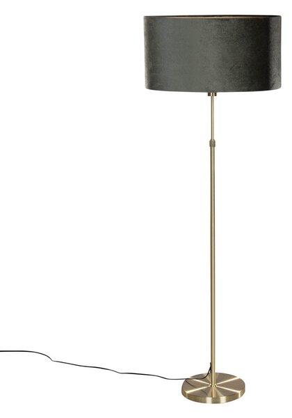 Stojací lampa zlatá s oválným sametovým stínidlem zelená 50 cm - Parte