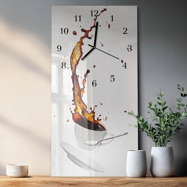 Skleněné hodiny vertikální Káva zsppc-30x60-00058715