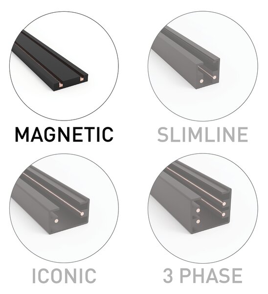 Moderní černé bodové svítidlo pro jednofázový kolejnicový systém 6W 3000K - Magnetic Zagaye