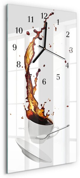 Skleněné hodiny vertikální Káva zsppc-30x60-00058715