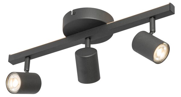 Stropní bodové svítidlo černé GU10 50mm 3-světelné vč. podsvícení a 3-cestného spínače - Back Up
