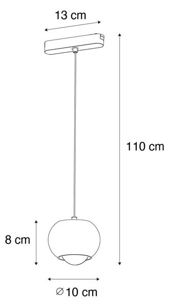 Moderní černá závěsná lampa pro jednofázový kolejnicový systém včetně LED - Magnetic Lance
