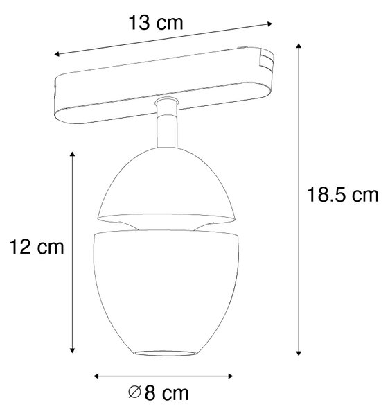 Moderní černé bodové svítidlo pro jednofázový kolejnicový systém včetně LED - Magnetic Eggy