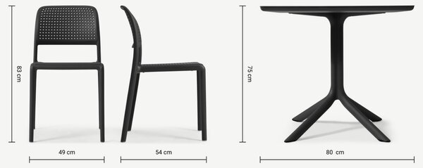 Nardi Antracitově šedá plastová zahradní židle Bora