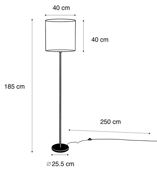 Stojací lampa černá s hnědým sametovým stínítkem 40 cm - Simplo