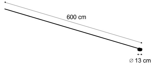 Moderní kolejnicový systém černý 1-fázový 600 cm s kulatým napájecím zdrojem - Magnetic