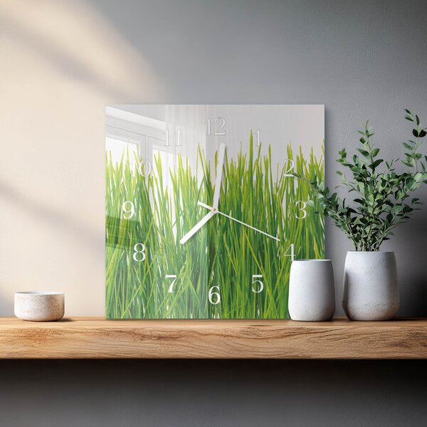 Skleněné hodiny Tráva zskb-30x30-00083590