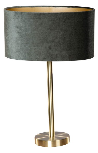 Stolní lampa mosazná s oválným sametovým stínidlem zelená 35 cm - Simplo