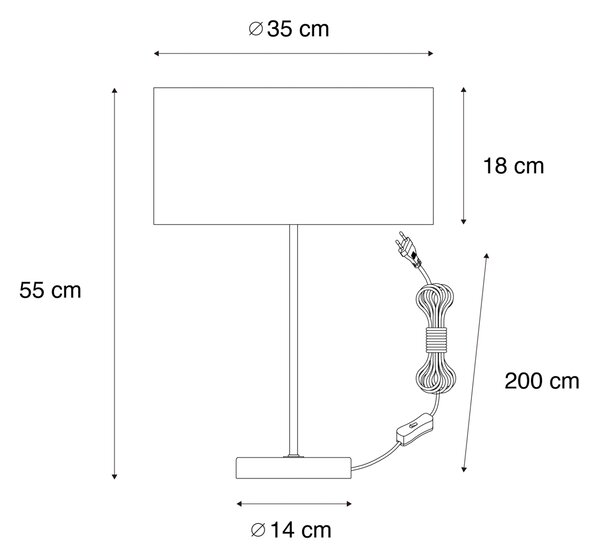 Stolní lampa mosazná s oválným sametovým stínidlem zelená 35 cm - Simplo
