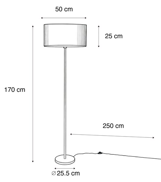Stojací lampa mosazná s sametovým stínidlem bronzové barvy 50 cm - Simplo