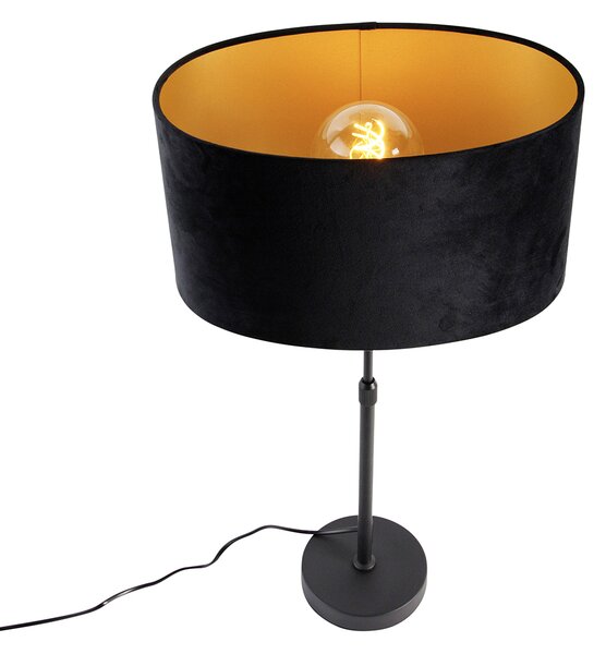 Stolní lampa černá s oválným sametovým stínítkem černým 35 cm - Parte