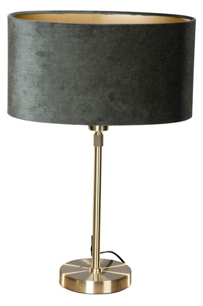 Stolní lampa zlatá s oválným sametovým stínidlem zelená 35 cm - Parte