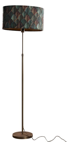 Stojací lampa bronzová s oválným sametovým stínidlem s designem listů 50 cm - Parte