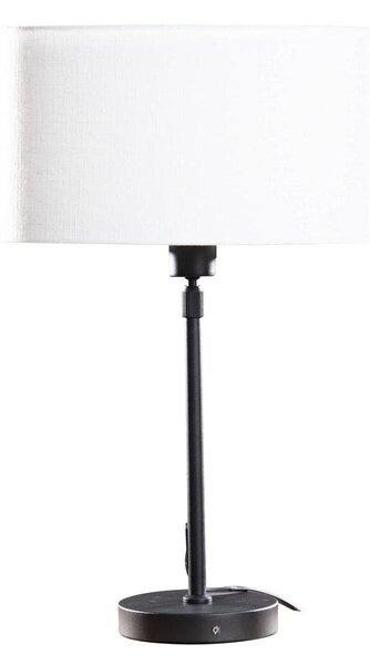 Stolní lampa černá s oválným lněným stínítkem bílým 35 cm - Parte