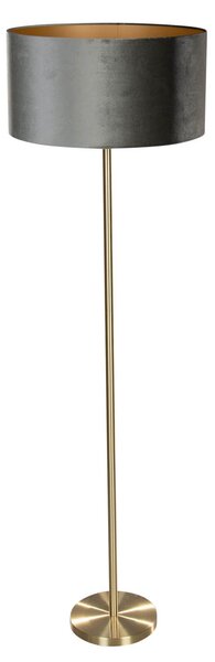 Stojací lampa mosazná s sametovým stínidlem zelená 50 cm - Simplo