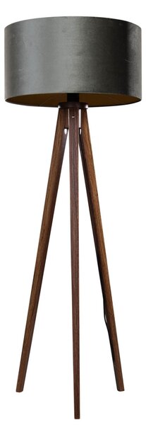 Stojací lampa na třech nohách z ořechového dřeva se zeleným sametovým stínítkem 50 cm - Tripod Classic