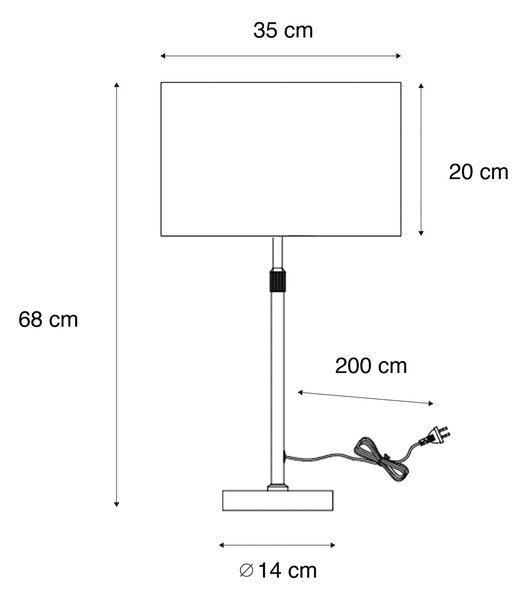 Stolní lampa černá s taupe sametovým stínítkem 35 cm - Parte