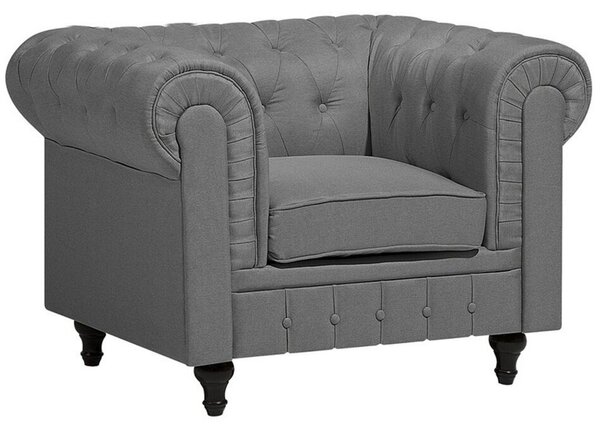 Křeslo CHESTERFIELD Tkanina Světle šedá