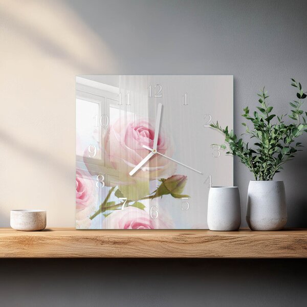 Skleněné hodiny Růže zskb-30x30-00057908