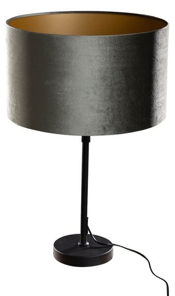 Stolní lampa černá s zeleným sametovým stínítkem 35 cm - Parte