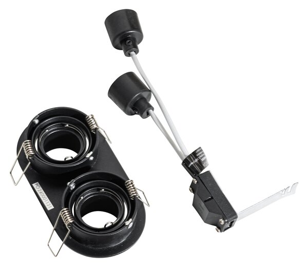 Sada 6 zapuštěných bodových svítidel černá GU10 35mm naklápěcí 2-světlo - Installa