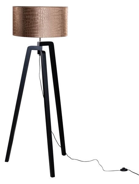 Stojací lampa černá s sametovým stínidlem krokodýl 50 cm - Puros