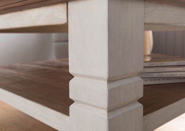 TOULOUSE Konferenční stolek mango 85x85x45 bíle lakovaný