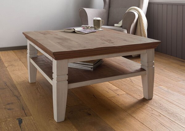 TOULOUSE Konferenční stolek mango 85x85x45 bíle lakovaný