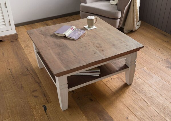 TOULOUSE Konferenční stolek mango 85x85x45 bíle lakovaný