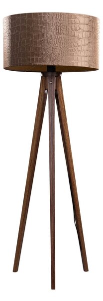 Stojací lampa na třech nohách z ořechového dřeva s sametovým stínidlem krokodýl 50 cm - Tripod Classic