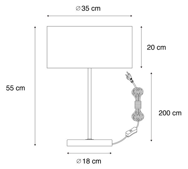 Stolní lampa mosazná s hnědým sametovým stínítkem 35 cm - Kaso