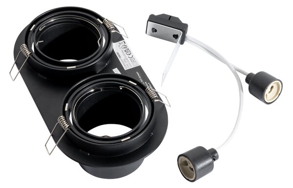 Sada 6 zapuštěných bodových svítidel černá GU10 70mm naklápěcí 2-světlo - Installa
