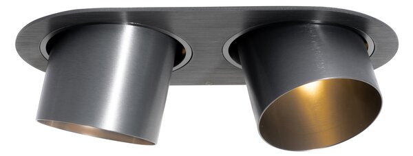 Sada 6 zapuštěných bodových svítidel Gunmetal GU10 70mm naklápěcí 2-světla - Installa