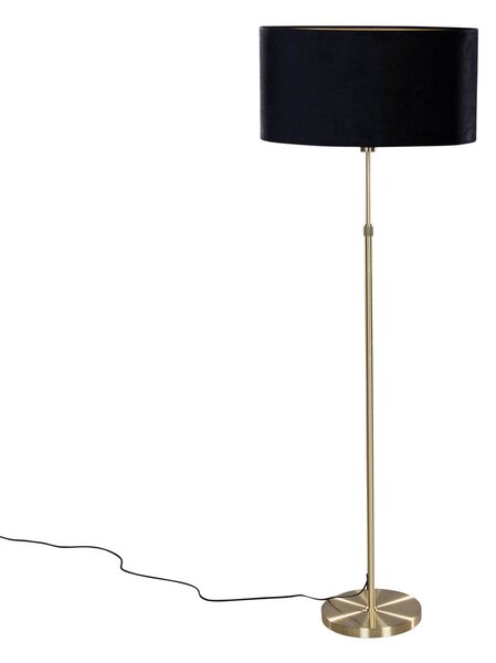 Stojací lampa zlatá s oválným sametovým stínítkem černým 50 cm - Parte