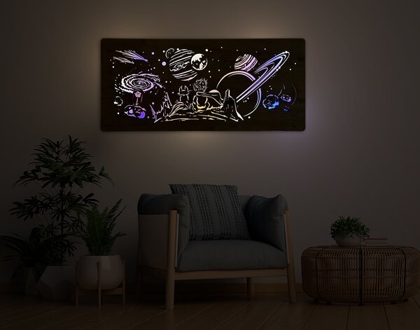 "Malý princ" světelný obraz 230V 110x50cm provedení povrchu: dub světlý