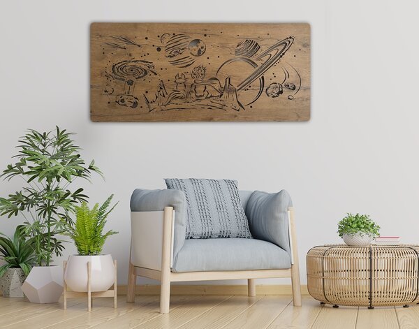 "Malý princ" světelný obraz 230V 110x50cm provedení povrchu: dub světlý