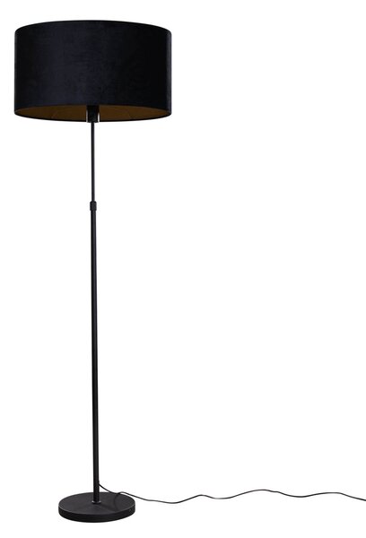 Stojací lampa černá s oválným sametovým stínítkem 50 cm - Parte