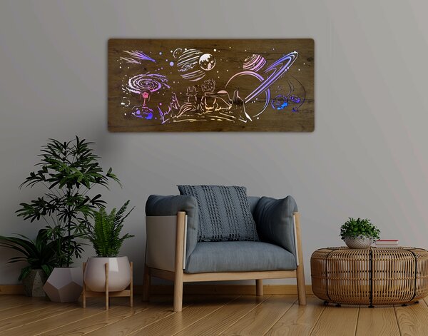 "Malý princ" světelný obraz 230V 110x50cm provedení povrchu: dub světlý