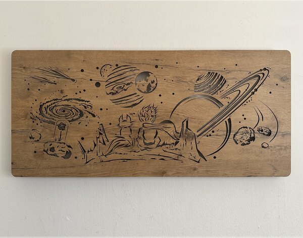 "Malý princ" světelný obraz 230V 110x50cm provedení povrchu: dub světlý
