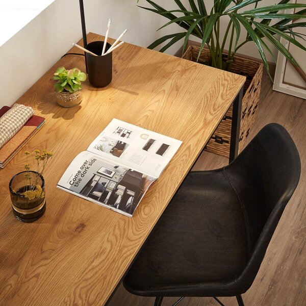 Přírodní pracovní stůl Kave Home Talbot 120 x 60 cm s černou podnoží