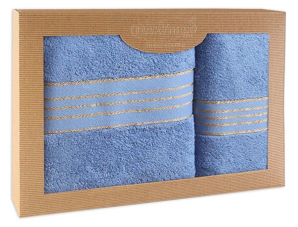 BAVLNĚNÉ RUČNÍKY TIWANO SADA 1 KS 50X90 CM, 1 KS 70X140 CM SVĚTLEMODRÁ