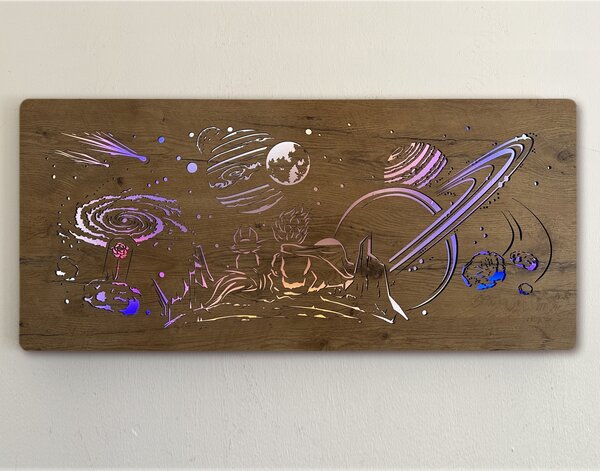 "Malý princ" světelný obraz 230V 110x50cm provedení povrchu: dub světlý